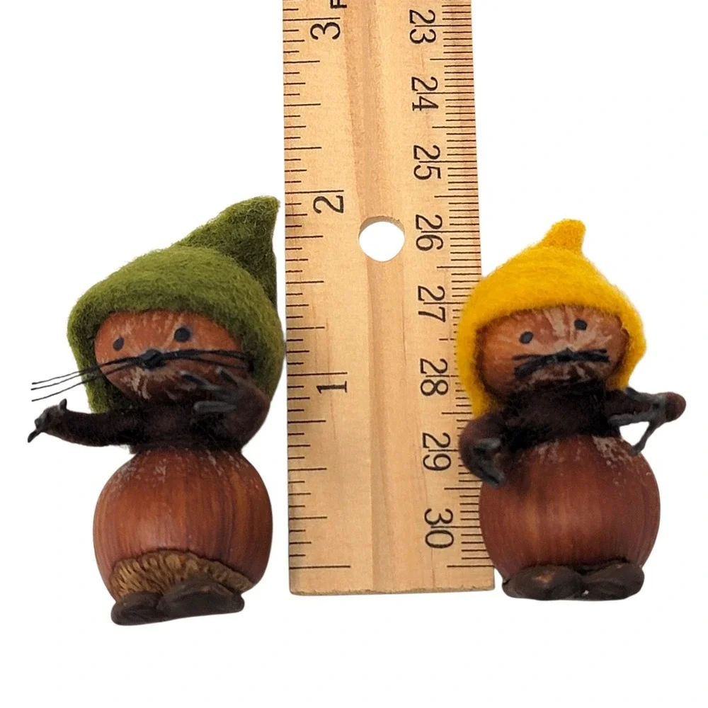 Woodland Waldorf Mice Handmade Hazelnut Felted Wool Nut Art‎ Toy Forest Set of 2